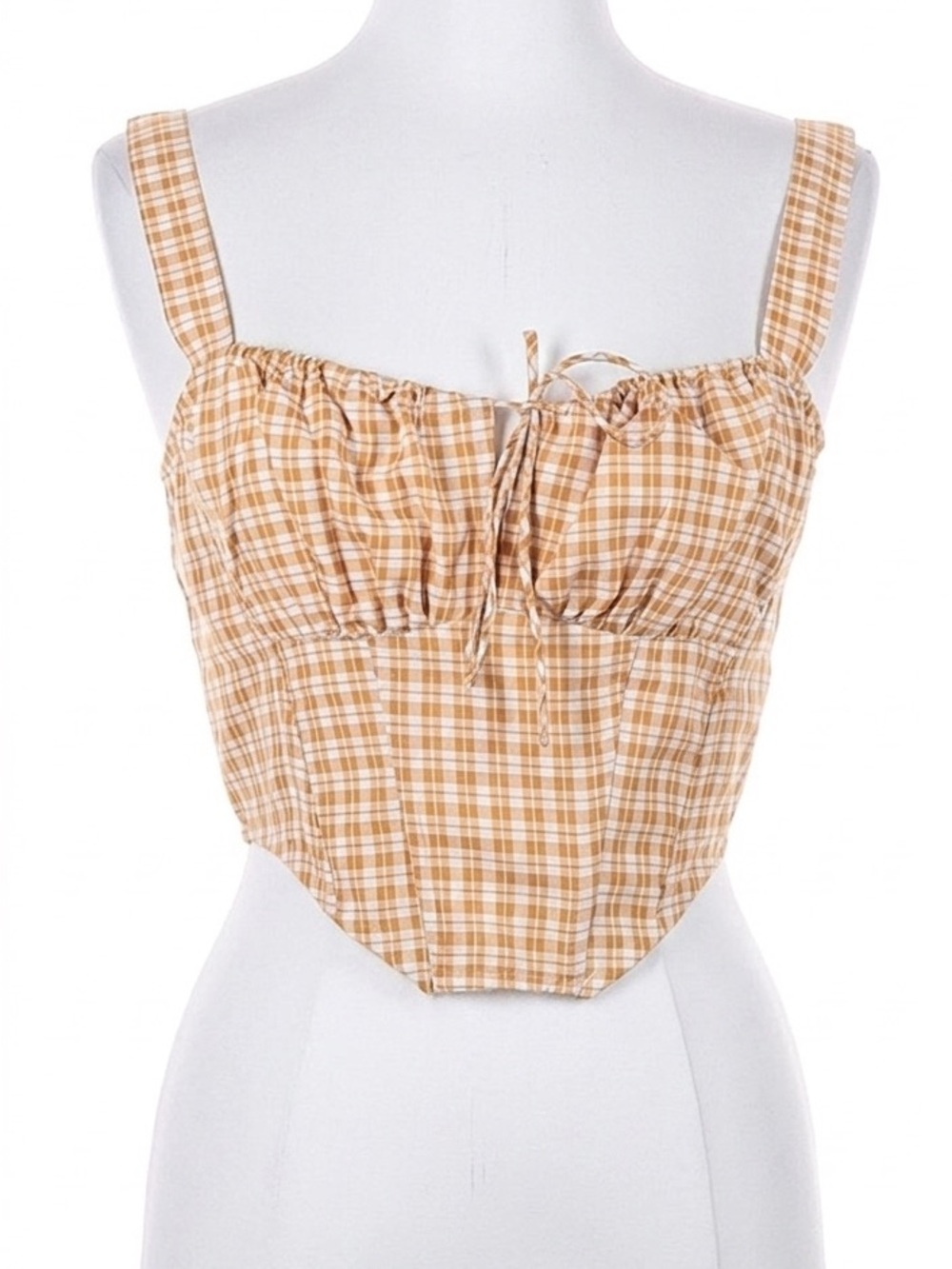 Cotton Candy LA yellow gingham plaid bustier corset milkmaid top